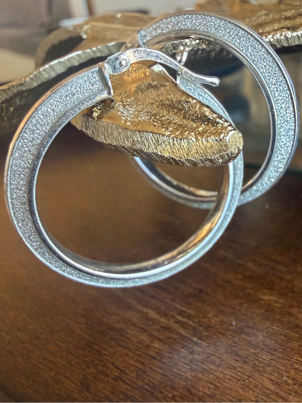 Classic 925 Silver Hoop Earrings - Sparkle Finish